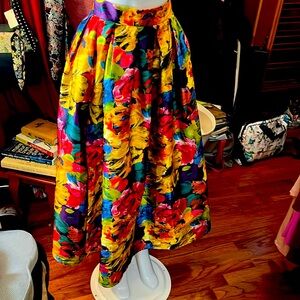 Ark & Co. Rose floral Print Satin Evening Skirt - Size S